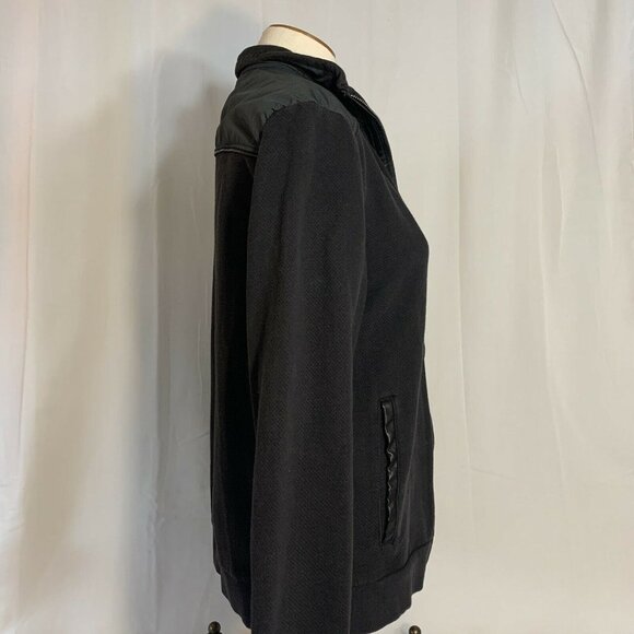 Calvin Klein Women's Small Black Moto Motorcycle Full Zip Jacket (w/Leather) - Picture 6 of 6